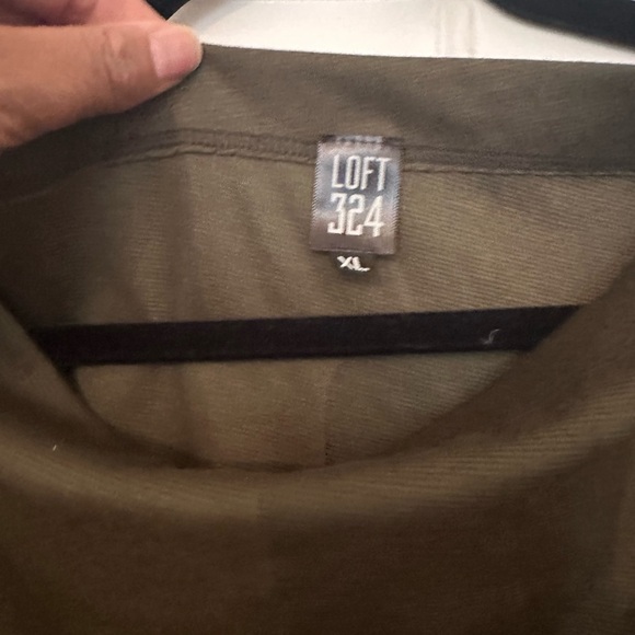 Loft 324 Slouchy Off Shoulder Army Green Midi Dress - Picture 4 of 10